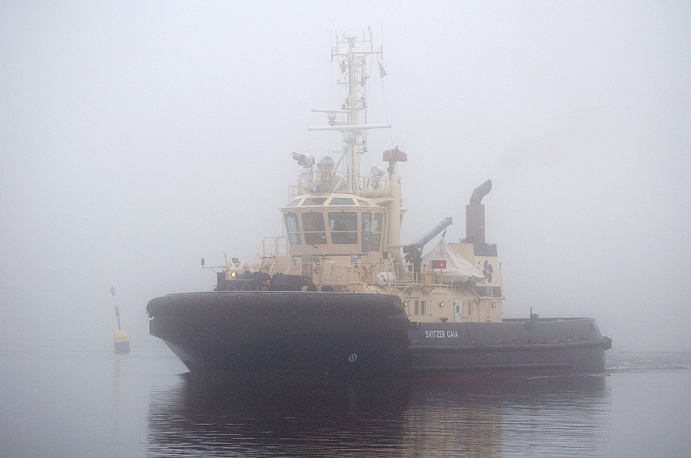 SVITZER GAIA emerges from the fog